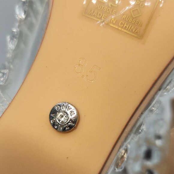 Azalea Wang Bonnie Crystal-Studded Translucent Pumps Heels Women's Size 8.5 New - Picture 6 of 13